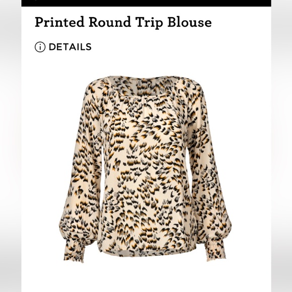 CAbi Tops - CAbi Round Trip blouse Women's Cream and Black Print Blouse